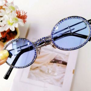 2020 Luxury Vintage UV400 Women Metal Rhinestone <b>Sunglasses</b> Small Frame Oval <b>Sunglasses</b> - Product Image 2