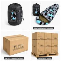Sac de couchage mummy léger et portable 3 saisons, imperméable, pour camping, randonnée, trekking, avec capuche et sac de compression