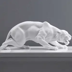 New product life size tiger sculpture marble garden outdoor hand carved white marble animal tiger sculpture