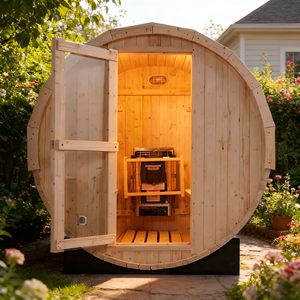 Sauna en bois de pin blanc pour 4 personnes avec chauffage de 6 kW et tuiles extérieures imperméables - Product Image 6