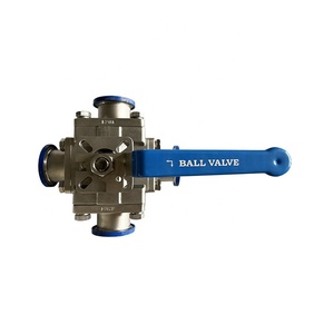 SS304 Tri <b>Clamp</b> Stainless Steel Four Way Non Retention Sanitary Ball Valve - Product Image 2