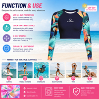 Vente Flash : Haut court de surf respirant à manches longues UPF 50+ pour femme, idéal pour la natation et les sports nautiques à la plage – Collection Porto Rico