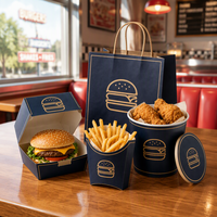 Boîte en papier personnalisée de qualité alimentaire, écologique, avec laminage mat, pour poulet frit, burgers, restauration rapide, hot-dogs à emporter