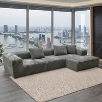 Super Tiefes L-förmiges Modulares Sofa-Set Komprimierter Plüsch-Cord Vakuumverpackt Modernes Design Langlebiger Schaumstoff Hotel
