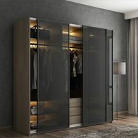 Armoire haute moderne sur mesure avec porte en verre Walk-in Armoire prix d'usine de meubles de chambre à coucher