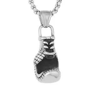 New Fashion Personalized 3D Design Stainless Steel Fitness Sport Boxing Charm Pendant Necklace