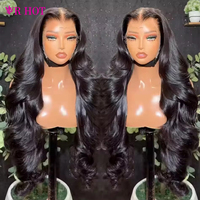 Perruques en cheveux humains ondulés pleine densité de 40 pouces, sans colle, avec dentelle frontale transparente HD suisse 13x4, pour femmes noires - Vente en gros