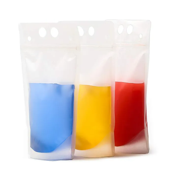 OEM custom printed packaging packing spout plastic beverage bags clear straw Juice Drink Pouch