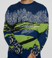 Pull Jacquard Homme 100% Coton Motif Paysage Tricoté Automne Hiver Décontracté Personnalisable Logo Vente en Gros Usine OEM