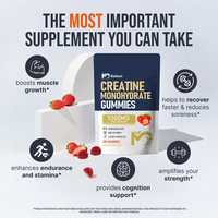 OEM Créatine Monohydrate Gummies 5000mg Saveur Fraise 120 Sans Sucre Vegan Mâche Supplément de Créatine pour la Routine Quotidienne