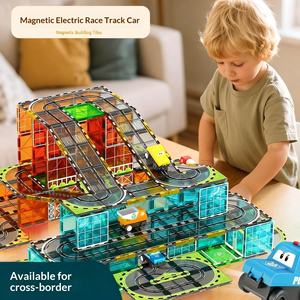 Blocs de construction magnétiques, train électrique puissant, <span class=keywords><strong>film</strong></span> de fenêtre coloré pour le trafic urbain, jouets éducatifs pour enfants, cadeau - Product Image 1