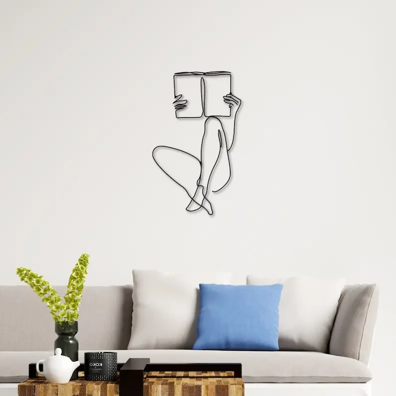 YJL Personalizado Moderna Sala De Estar Quarto De Metal Decoração Da Parede Preto Minimalista Feminino Linhas Metal Artes Da Parede Metal Arte Da Parede