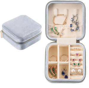 Jinsky, venta al por mayor, joyero de terciopelo de viaje, franela, anillo portátil, pendiente, collar, caja de almacenamiento, joyero personalizado, Organizador - Product Image 3