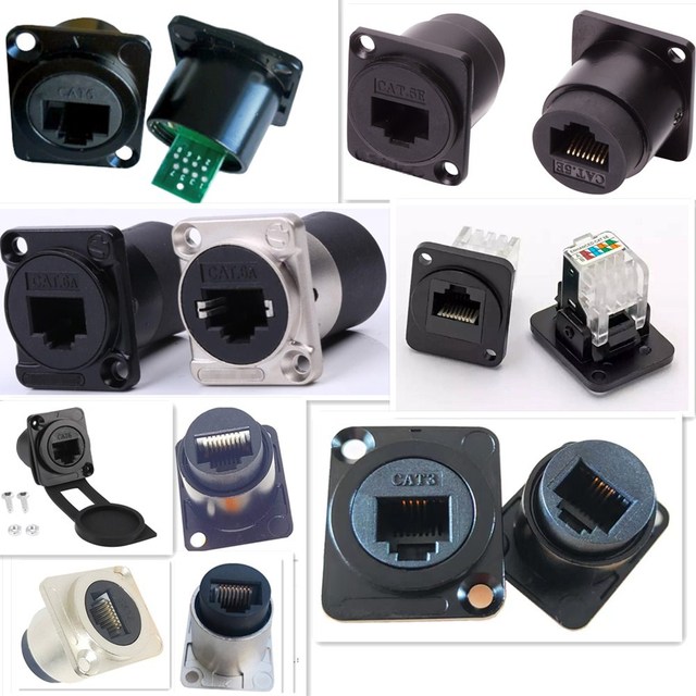 GIET RJ45 Coupler IP67 Waterproof D-Type Connector RJ45 Panel Mount Adapter with CAT6 Shield Female Plug