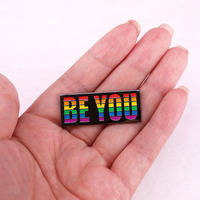 Be You LGBT 레인보우 색상 에나멜 브로치 다채로운 스트라이프 옷깃 핀 짧은 문장 배낭 배지 의류 액세서리