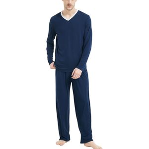Custom Wholesale <b>Men's</b> Bamboo <b>Pajamas</b> <b>Set</b> Long Sleeve Sleep Shirt And Bamboo Modal Sleep Pants Lightweight Sleepwear Lounge Wear - Product Image 1