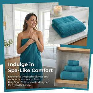 Ensemble de serviettes unies pour hôtel en coton bouclette moelleux, serviettes de toilette et de bain, vente en gros auprès d'un fournisseur pakistanais - Product Image 2