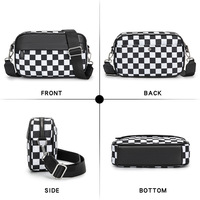 Sac à bandoulière décontracté en nylon à motif personnalisé, sac à bandoulière réglable pour femme, sac à bandoulière à carreaux tendance