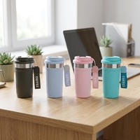 Mug de voyage isotherme personnalisé en céramique sans BPA de 500 ml avec couvercle à paille rabattable