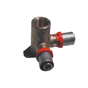 Raccordo a pressione curvo femmina con doppia flangia per tubi multistrato 1/2 X 20 per impianti idraulici - Product Image 1
