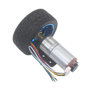 25mm <strong>12V</strong> Brush <strong>DC</strong> Geared <strong>Motor</strong> with Encoder Kit Robot Chassis Set Including Wheels and Brackets for AGV Smart Car - Product Image 1