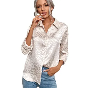 थोक लंबी आस्तीन बटन शर्ट ढीला अंगरखा महिलाओं में सबसे ऊपर ठोस रंग आकस्मिक 'देवियों ब्लाउज