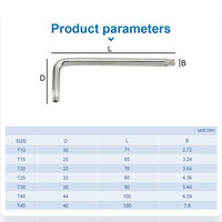 Clé Torx en L de haute qualité, nickelée, en acier au carbone, tailles T10-T45, fournie directement par l'usine, outil à main métrique OEM