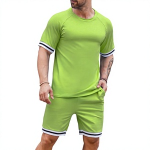Conjunto de Camiseta y Pantalones Cortos Deportivos Casuales para Hombre, Ecológicos, Transpirables, de Secado Rápido, para Gimnasio, Fitness, Running, Ejercicio, con Impresión de Logotipo Personalizado - Product Image 1
