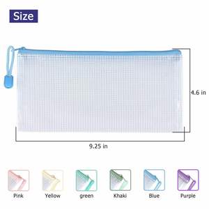 A4 Macaron Mesh <b>File</b> <b>Folder</b> Waterproof Zipper Pouch Plastic Exam Paper Organizer School Office Document Storage Bag - Product Image 2