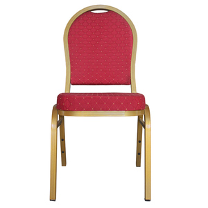 Meubles de banquet d'occasion modernes empilables en tissu gris, métal, acier, tube, chaise de banquet à dossier rond bon marché pour hôtel - Product Image 4
