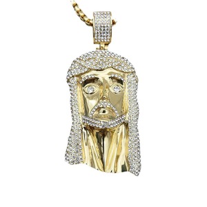 Collar con Colgante Geométrico de Rostro de Jesús Chapado en Oro Yunique, con Incrustaciones de Diamantes, Cadena de Acero Inoxidable de 4mm y 61cm, Joyería de Regalo - Product Image 5