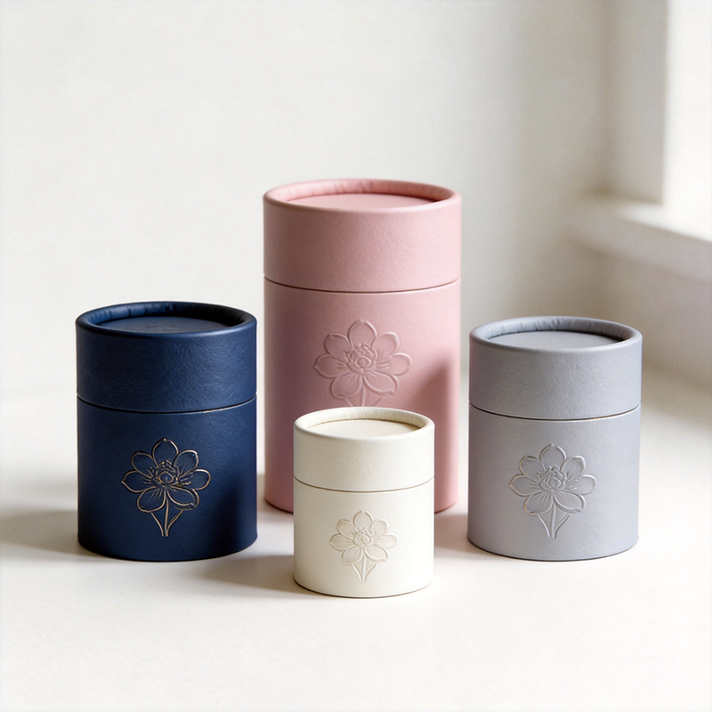 Custom Embossed logo Curled Edge Luxury Perfume Skincare Scented Candles Jewelry Gifts Eco Friendly Packaging Kraft Paper Tube
