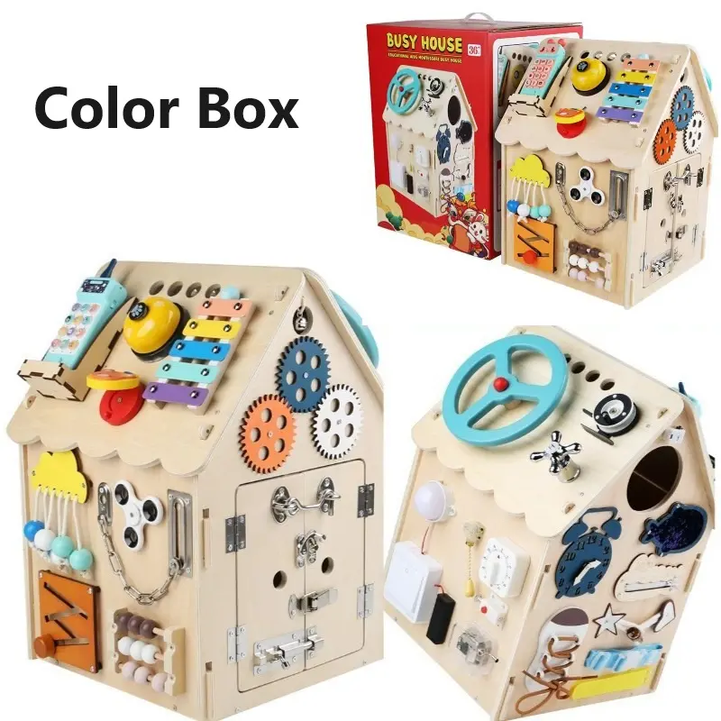 2024 New Montessori Busy House Drop Shipping Wooden Educational Toys Sensory Educational Wood Toys For Kids Children