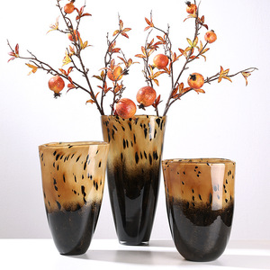 Modern Understated Brown Glass <b>Vase</b> Living Room Hydroponic Flower <b>Vase</b> <b>Set</b> - Product Image 1