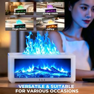 RGB Light Fragrance Fireplace Oil Diffuser Big Simulation Fireplace Flame Aroma Humidifier Remote Switch <b>USB</b> Charging Household - Product Image 5