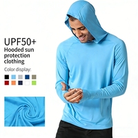 Chaqueta de Poliéster Transpirable de Secado Rápido con Protección UV UPF50 Plus para Hombre, con Capucha, para Senderismo y Actividades al Aire Libre, con Logotipo Personalizado OEM al por Mayor