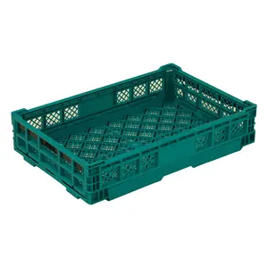 600*400*260MM custom logo foldable basket collapsible crates plastic chicken transport stackable crates
