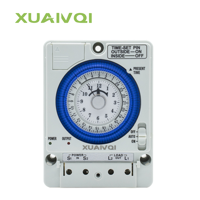 XUANQI TB-388 24 Hours Auto off Time Control Switch Mini Mechanical Timer Control Switch 220V Switches Timer with Battery