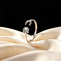 Bague ajustable Damila en argent sterling 925, bijoux fins, pour filles, avec pierre, zircon, trèfle, pas cher