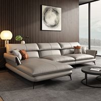 Juego de Sofás de Cuero Italiano al por Mayor para Sala de Estar Muebles de Cuero Genuino Sofá Moderno en Forma de L