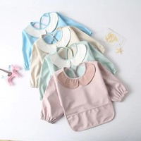 Bavoirs personnalisés en PU souple et imperméable, réutilisables, à manches longues, anti-salissures, type combinaison, pour l'alimentation des tout-petits filles