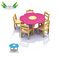 Ensemble de bureau et chaise pour enfants en bois coloré et mignon, mobilier de garderie, table d'étude combinée, bureau de jeu triangulaire pour enfants