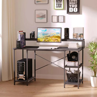 Vekin – mobilier de bureau moderne en acier et bois, bureau d'ordinateur avec étagères de rangement, table d'étude