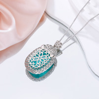 Gros Rectangle Cubique Zircon Collier Paraiba Bleu Minimaliste Collier Transfrontalier Mode Bijoux Collier