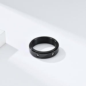 خاتم زركون مضاد للصدأ لتخفيف القلق من زونغتشه، مطلي بالذهب عيار 18 قيراط، من الفولاذ المقاوم للصدأ، مقاوم للماء، قابل للدوران، بتصميم ماسي - Product Image 2