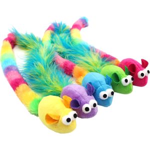 Premium 5 giocattoli interattivi per gatti con piume di erba gatta Multi-colore per topi con coda di piume lunghe scatola di stoffa resistente per gatti - Product Image 3