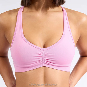 Soutien-gorge de sport <span class=keywords><strong>pour</strong></span> femmes sans couture de yoga antichoc avec logo personnalisé respirant réglable au <span class=keywords><strong>centre</strong></span> de la sangle dorsale froncé dos nu - Product Image 3