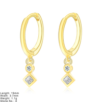Boucles d'oreilles créoles pendantes en argent 925 plaqué or 14 carats avec zircon, style simple et tendance, bijoux d'oreille très prisés