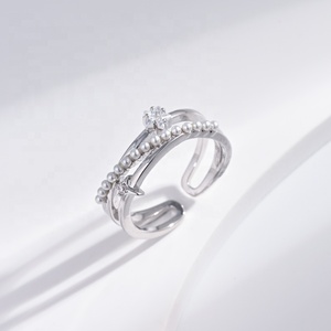 Bague en argent sterling 925 avec zirconium, ajustable, en or 18 carats, style marquise, pour mariage, pour filles, de luxe, épaisse et délicate - Product Image 4