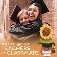 Poupée tournesol au crochet positive avec carte – Cadeau d'appréciation pour amis, maman, Noël, remise de diplôme – Fleur au crochet